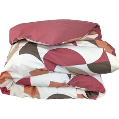 Housse de couette 260x240 cm en 100% percale MODULO blanc acajou