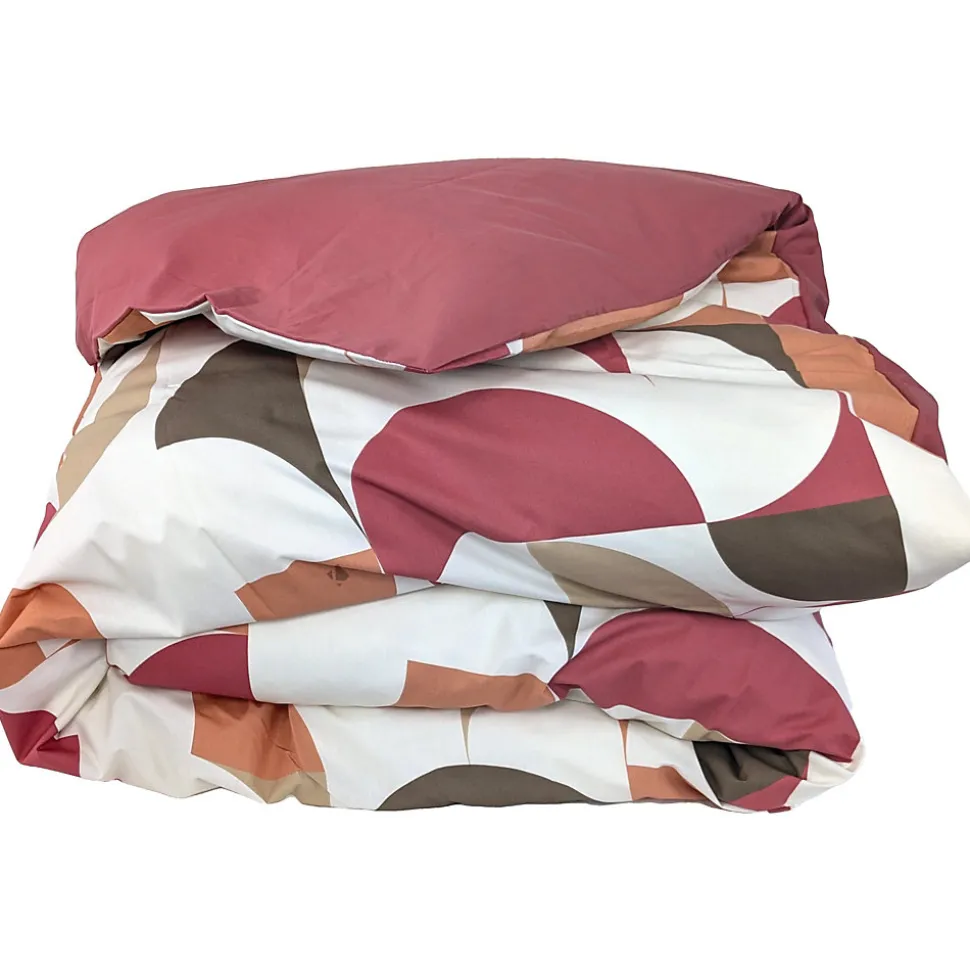 Housse de couette 300x240 cm en 100% percale MODULO blanc acajou