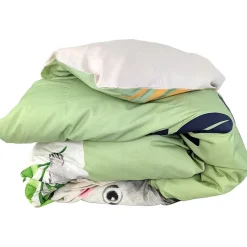 Housse de couette 140x200 cm en 100% percale de coton PANDA vert