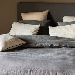 Housse de couette 140x200 cm lit simple lin lavé SONATE vert Sauge