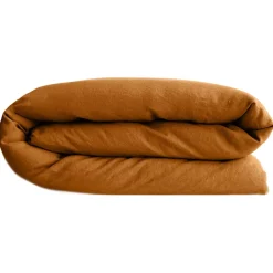 Housse de couette 240x220 cm lin lavé SONATE orange Terre cuite