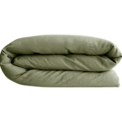 Housse de couette 260X240 cm lit queen size lin lavé SONATE vert Sauge