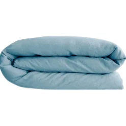 Housse de couette 200x200 cm lin lavé SONATE bleu Topaze
