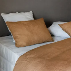 Housse de couette 260X240 cm lit lin lavé SONATE marron Cognac