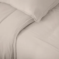 Housse de couette 240x220 cm mousseline de coton MILOS beige naturel