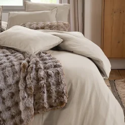 Housse de couette 240x220 cm mousseline de coton MILOS beige naturel