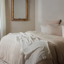 Housse de couette 240x220 cm mousseline de coton MILOS beige naturel