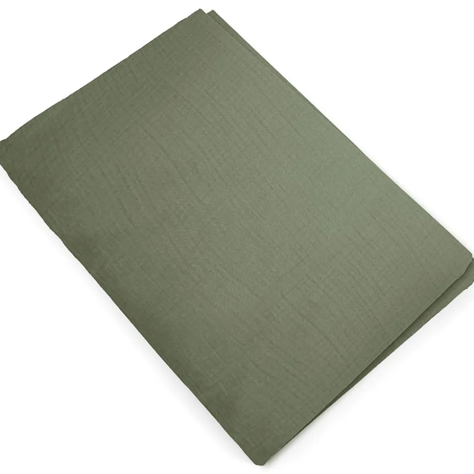 Housse de couette 260x240 cm mousseline de coton MILOS vert mousse