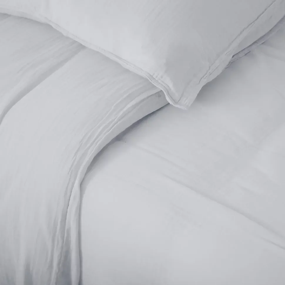 Housse de couette 260x240 cm mousseline de coton MILOS blanc neige