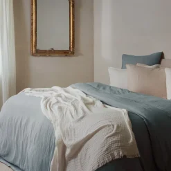 Housse de couette 240x220 cm mousseline de coton MILOS vert lichen