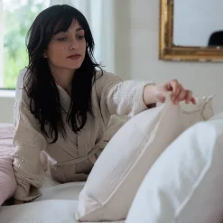 Housse de couette 240x220 cm mousseline de coton MILOS vert lichen