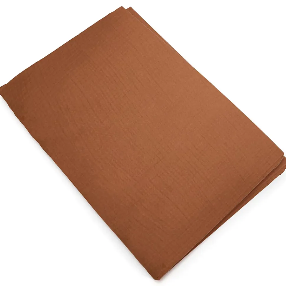 Housse de couette 240x220 cm mousseline de coton MILOS marron terre cuite