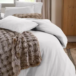 Housse de couette 240x220 cm mousseline de coton MILOS blanc neige