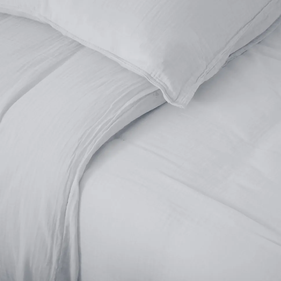 Housse de couette 240x220 cm mousseline de coton MILOS blanc neige