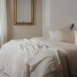 Housse de couette 240x220 cm mousseline de coton MILOS beige ficelle