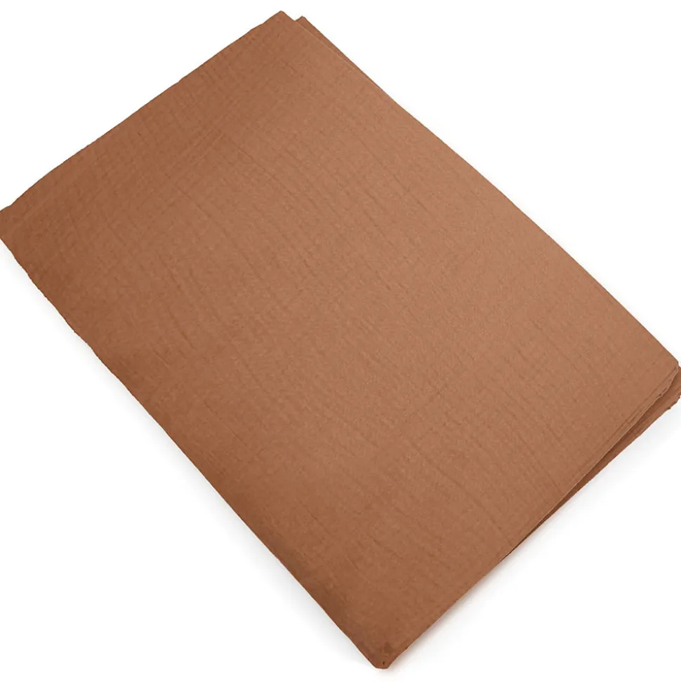 Housse de couette 240x220 cm mousseline de coton MILOS marron cognac