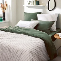 Housse de couette 140x200 cm percale coton GABY vert Kaki