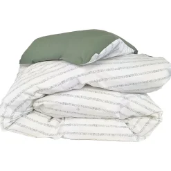 Housse de couette 140x200 cm percale coton GABY vert Kaki