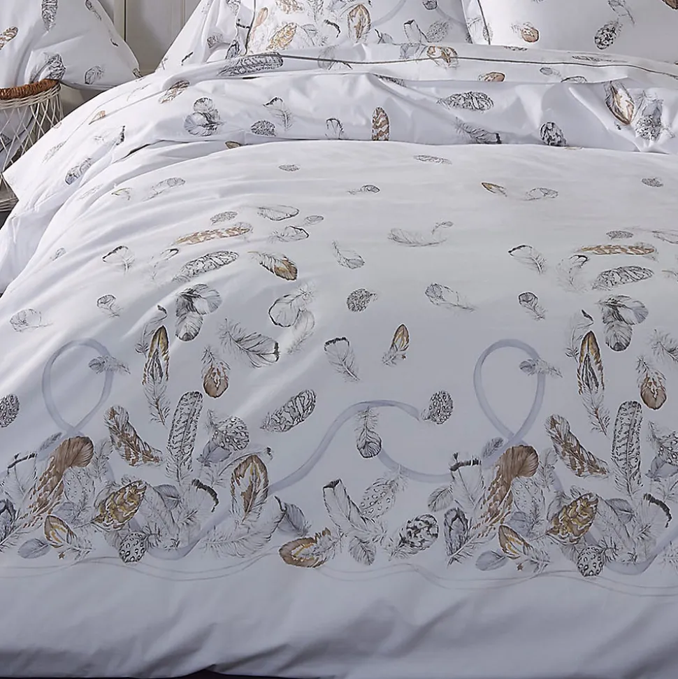 Housse de couette 260x240 cm Percale pur coton PLUMES