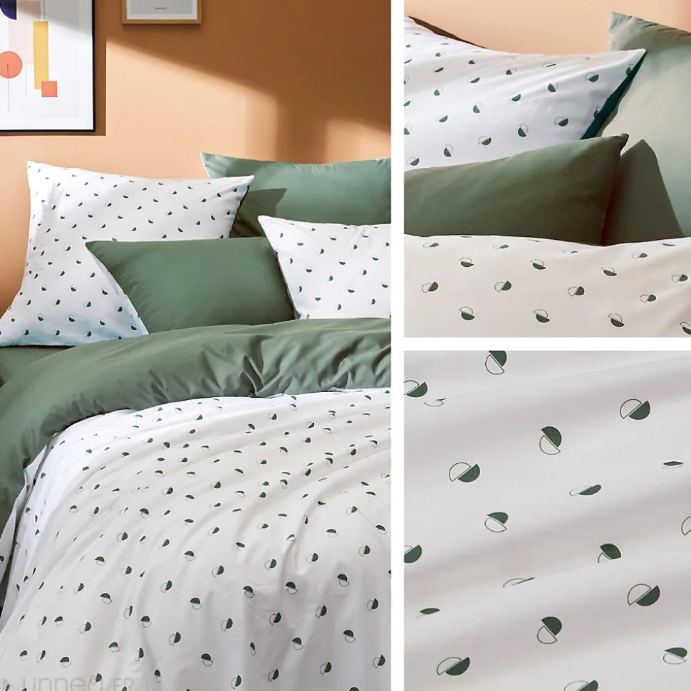Housse de couette 240x220 cm percale coton ALEX vert Kaki