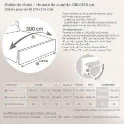 Housse de couette 300x240 cm percale coton ALEX marron Moka
