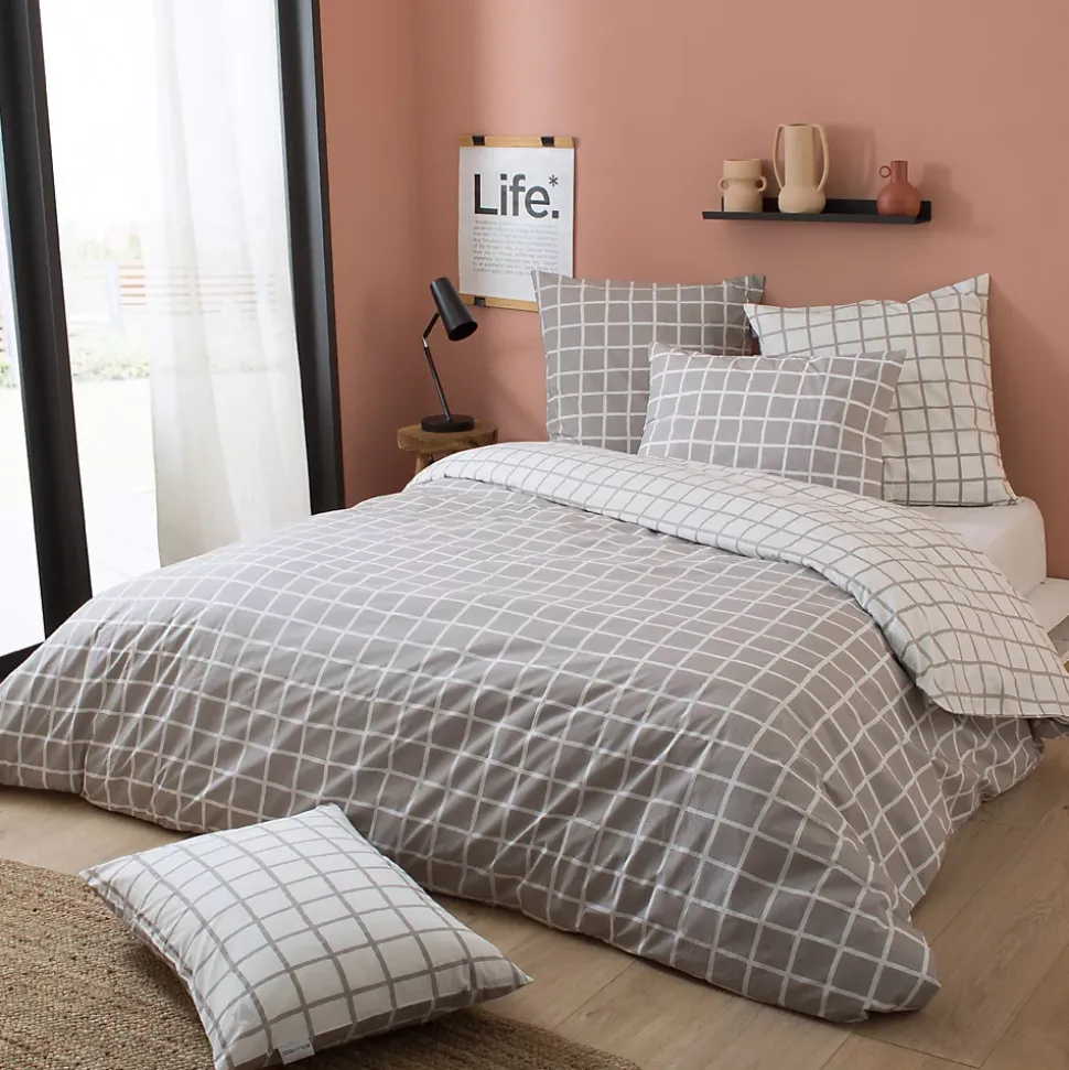 Housse de couette 200x200 cm percale coton DDM MAX Gris