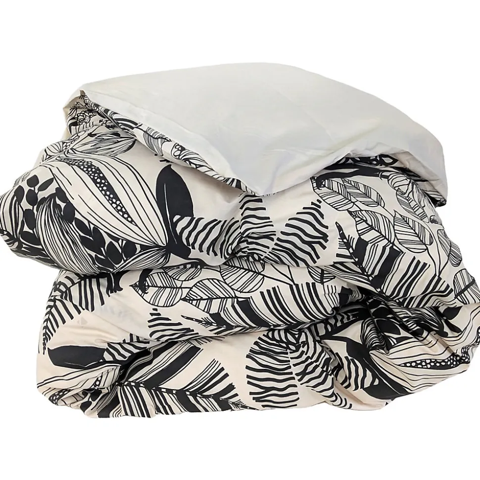 Housse de couette 300x240 cm percale de coton ALBA beige/noir