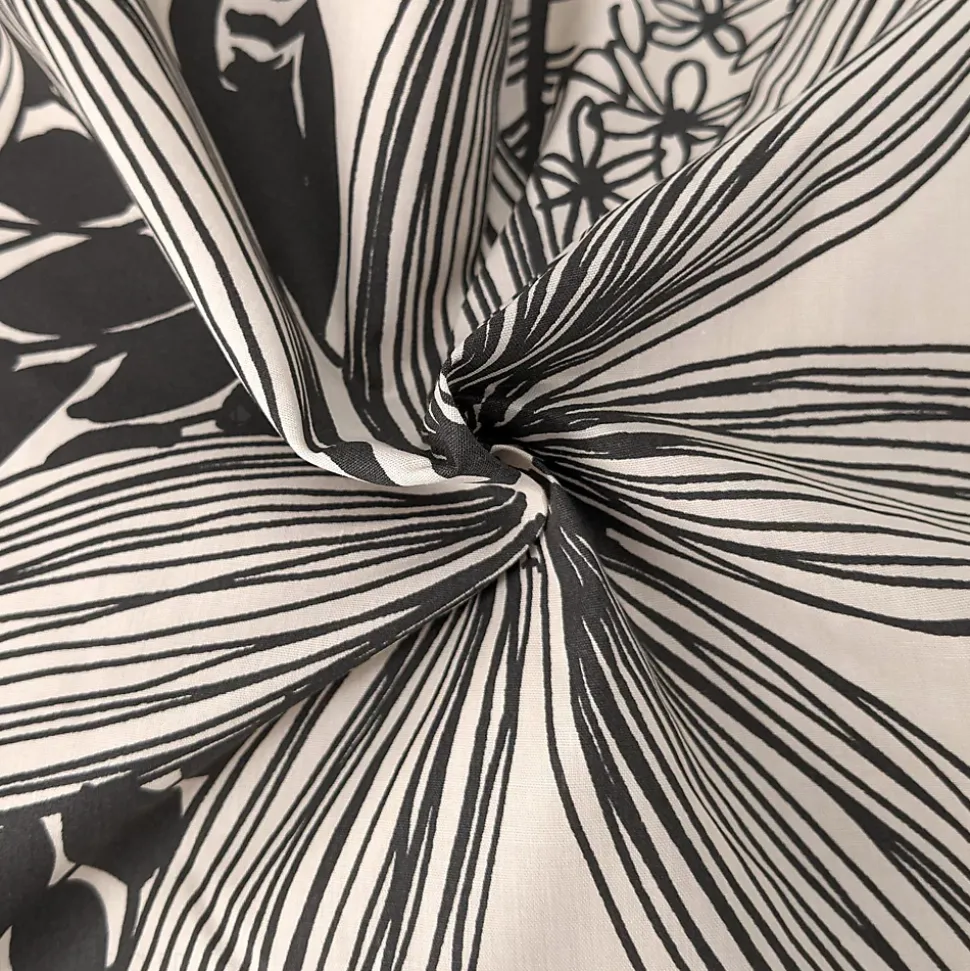 Housse de couette 300x240 cm percale de coton ALBA beige/noir