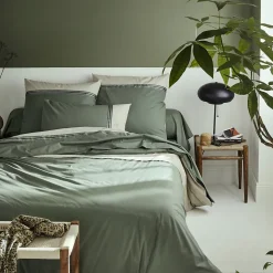 Housse de couette 140x200 cm percale coton NOA vert Kaki