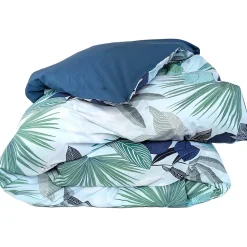 Housse de couette 240x220 cm percale de coton MOOREA PACIFIC bleu/vert