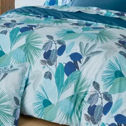 Housse de couette 240x220 cm percale de coton MOOREA PACIFIC bleu/vert