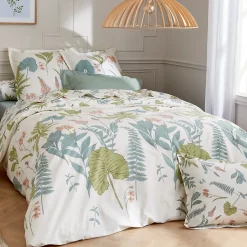 Housse de couette 240x220 cm percale coton FÉERIE Blanc sauge