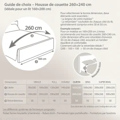 Housse de couette 260x240 cm percale coton CASCADE vert sauge