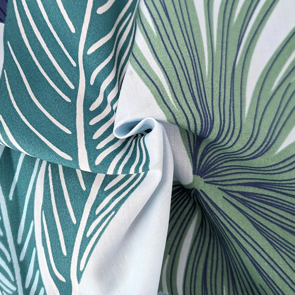 Housse de couette 200x200 cm percale de coton MOOREA PACIFIC bleu/vert