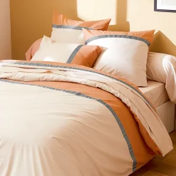 Housse de couette 260x240 cm percale coton MACASSAR Cognac