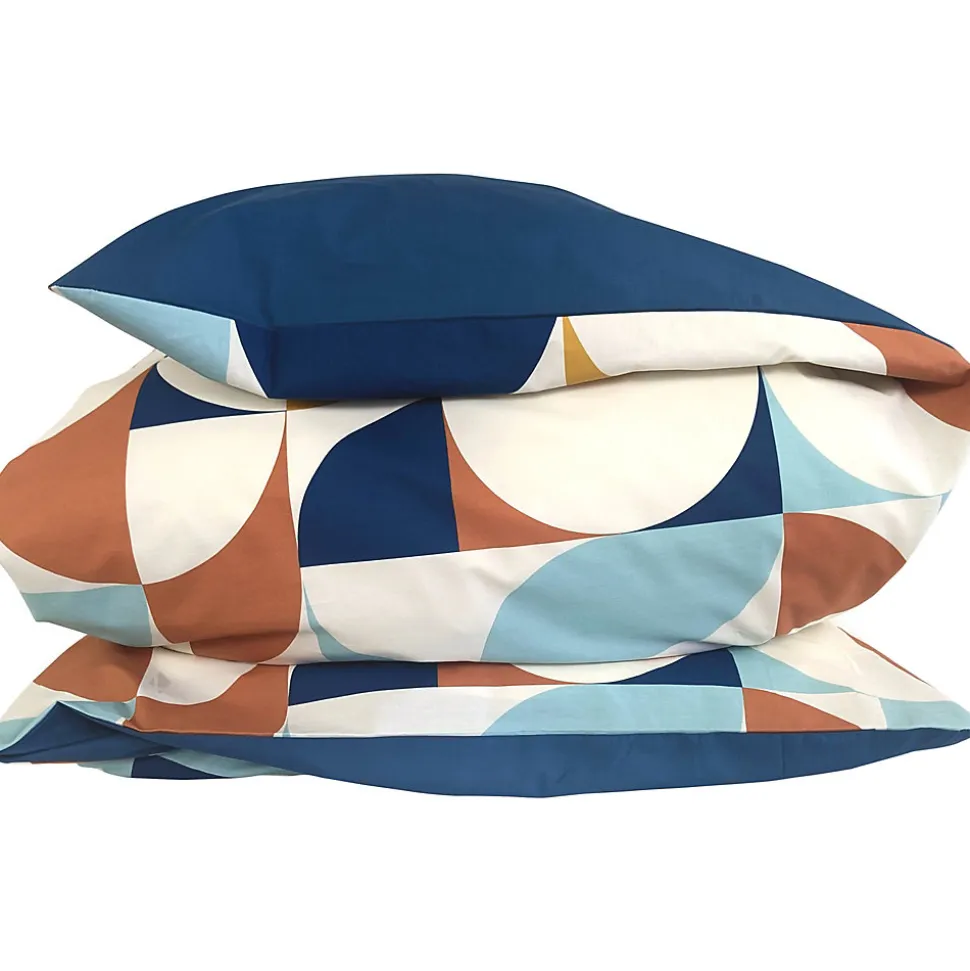 Housse de couette 200x200 cm percale de coton MODULO bleu cobalt