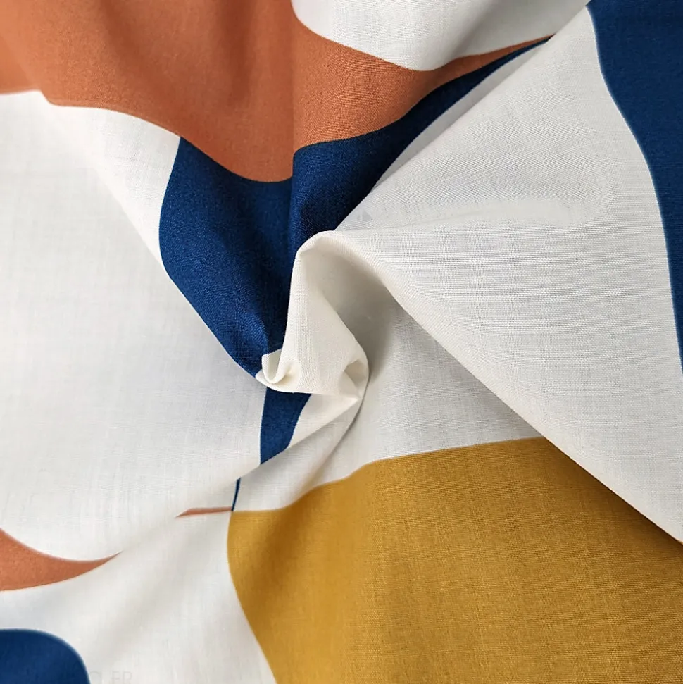 Housse de couette 200x200 cm percale de coton MODULO bleu cobalt