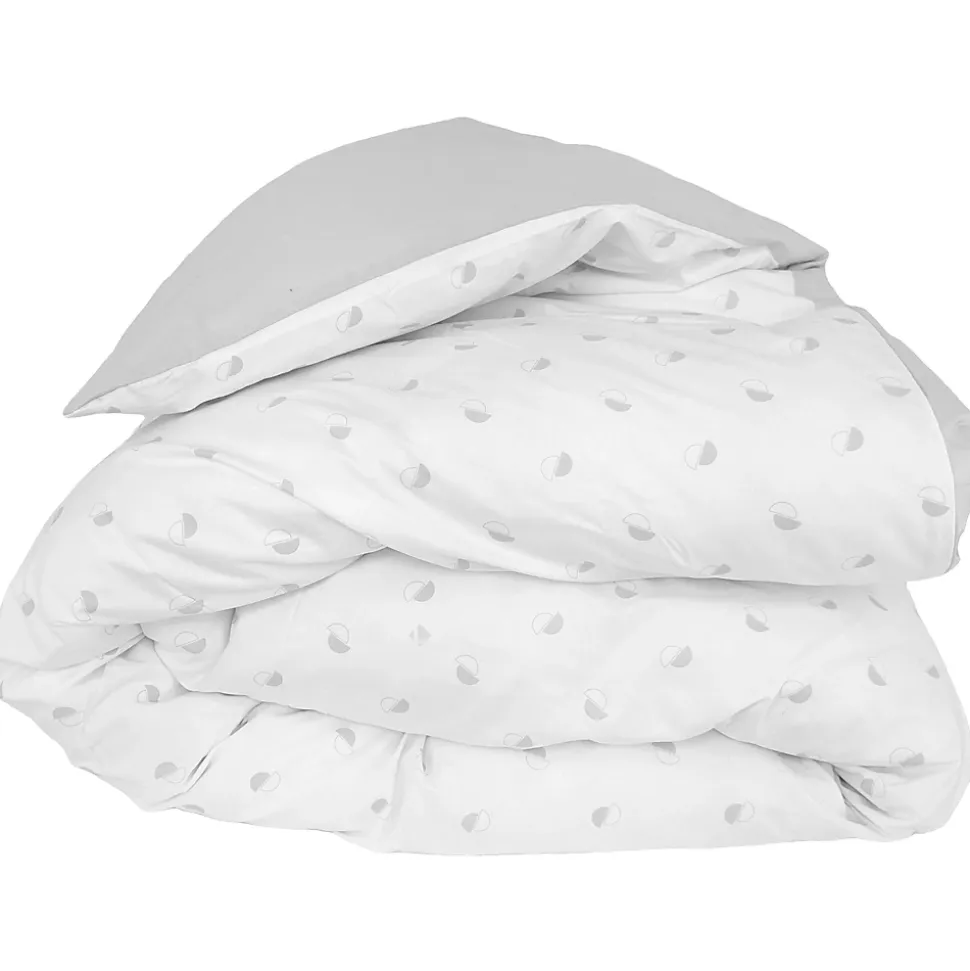 Housse de couette 140x200 cm percale coton ALEX gris Nuage