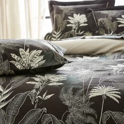 Housse de couette 200x200 cm satin de coton CAYENNE noir Ebène