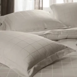 Housse de couette 280x240 cm satin CONCERTO rayures beige Lin