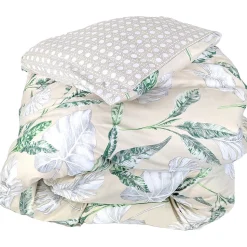 Housse de couette 140x200 cm satin de coton VOYAGE beige Lin