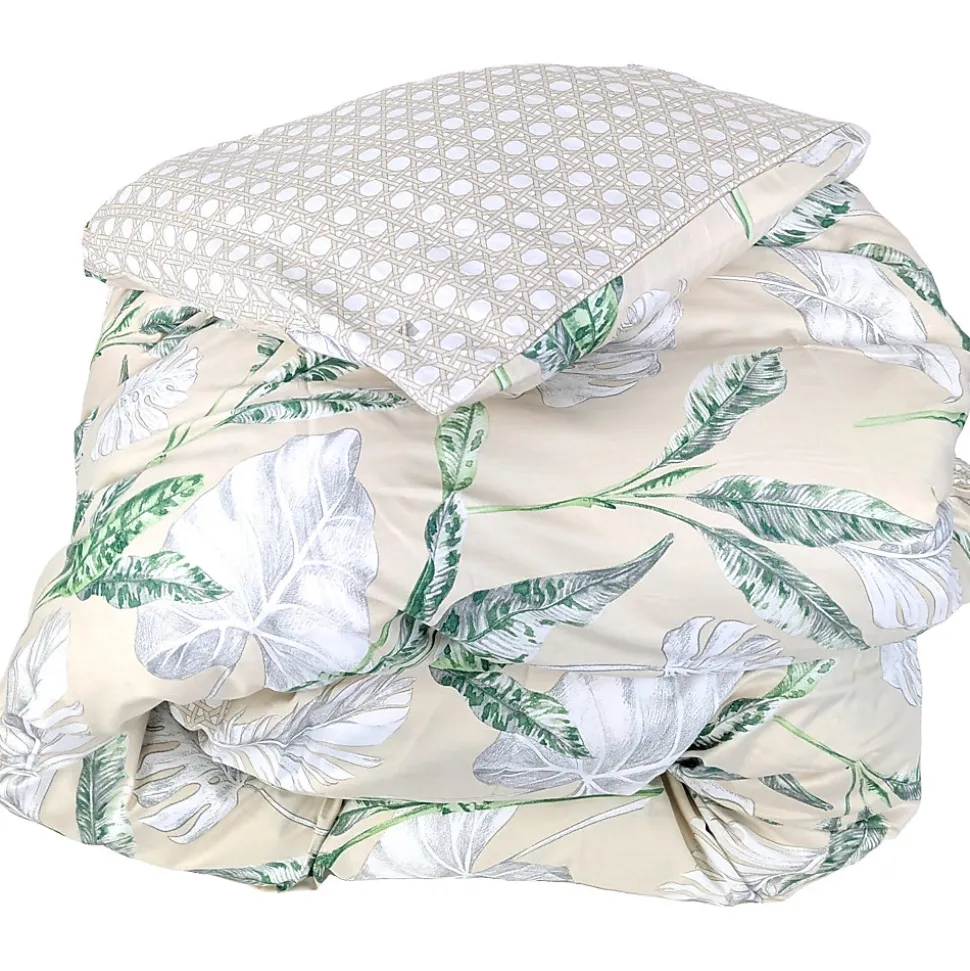 Housse de couette 140x200 cm satin de coton VOYAGE beige Lin