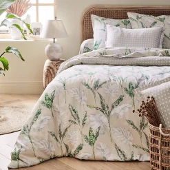 Housse de couette 140x200 cm satin de coton VOYAGE beige Lin