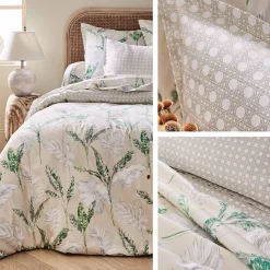 Housse de couette 140x200 cm satin de coton VOYAGE beige Lin