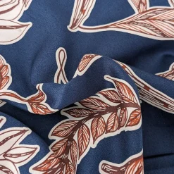 Housse de couette 260x240 cm satin de coton BOTANIC bleu Nuit