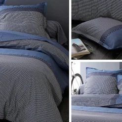 Housse de couette 140x200 cm satin de coton ENZO bleu