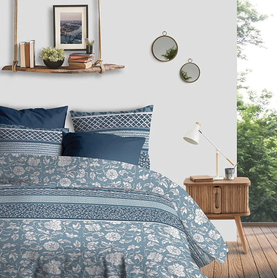 Housse de couette 240x220 Debby + 2 taies coton bio 57 fils