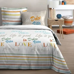 Housse de couette 260x240 DOLCE VITA + 2 taies coton 57 fils