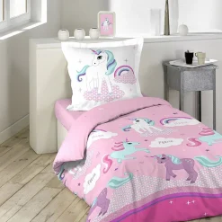 Housse de couette 140x200 Licorne + 1 taie coton