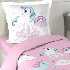 Housse de couette 140x200 Licorne + 1 taie coton